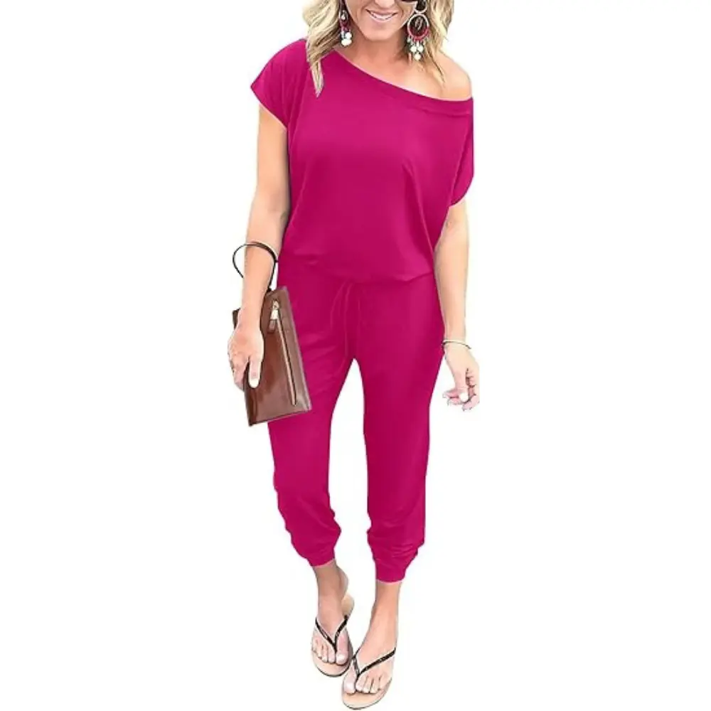 PRETTYGARDEN Jumpsuits for Women Summer Dressy Off Shoulder Romper Spring Vacation Travel Lounge Outfits Clothes