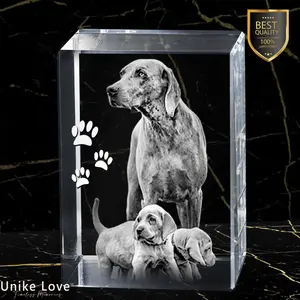3D Pets Photo Laser-etched 9K Crystal Tower | Personalized Engraving | High Quality