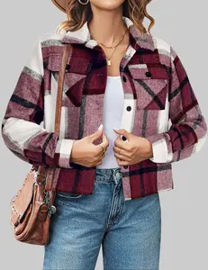 Women's Vintage Flannel Plaid Jacket Loose Fit Button Closure Casual Shirt Coat for Spring Autumn Winter Soft Thick Wear Resistant Warmth