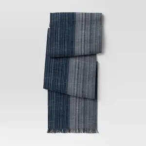 108" x 14" Cotton Striped Table Runner Blue