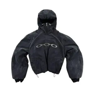 Vintage Wash Zipper Hoodie Y2K Jacket Harajuku Hip Hop Alphabet Embroidery Oversized Pullover for Men & Women Beige Long Sleeve Casual Menswear Women's Oversized Half Zip Fleece Pullover(Raincoats)