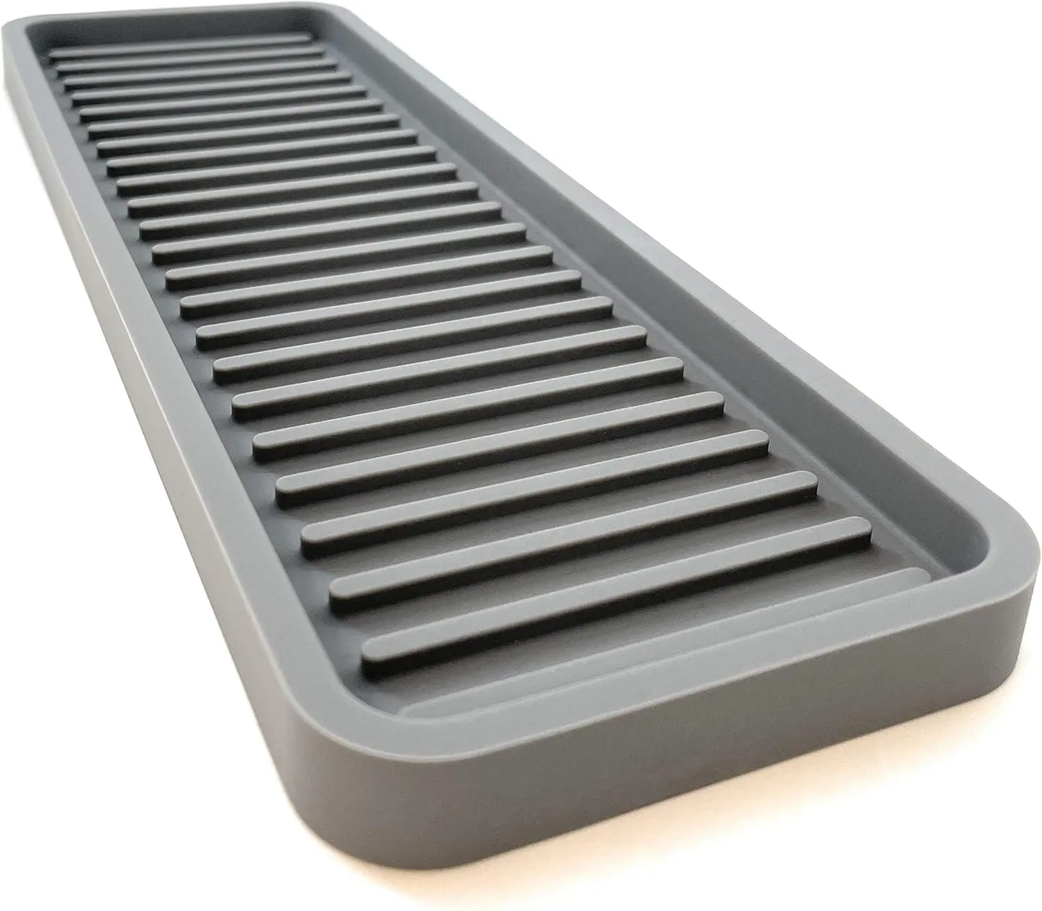 Flawless Grey Silicone Sink Organizer Tray, Heat Resistant Countertop Protector, 12"X4"