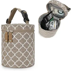 Round Bucket Baby Bottle Bag, Hand-held Mommy Bag, Stroller Bag, Milk Pump Bag, Constant-temperature Fresh-keeping Small Meal Bag, Multifunctional Diaper Bag, Lightweight Diaper Handbag