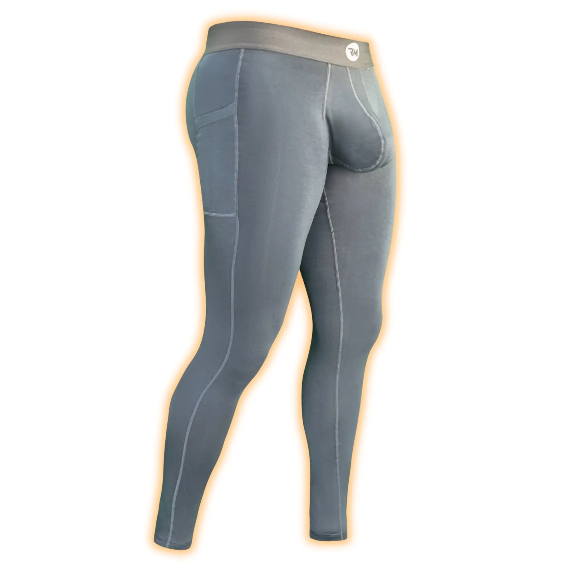 Male 28in Nylon-Spandex Solid Sports Leggings with Real Pouch System, No-Roll Waistband & Multi-Size Sporty Chic Skinny Bottoms, Running Workout Pants for Workout & Running, Machine-Washable Supportive Sportswear, Spandex Sweat Pants