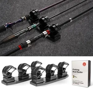 Fishing Rod Racks for Boat/Wall/ Bed, 3-Poles Storage Holders with Rubber Band Clips