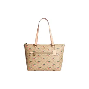COACH Gallery 32 Tote Bag with Strawberry Print and Leather Accents for Women