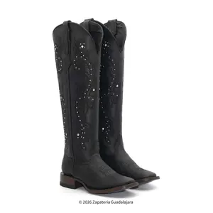 Tall Wide Square Toe Matte Black Leather Boot-H22T2605