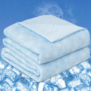 Cooling Comforter, Japanese Q-Max 0.45 Sided Cooling for Hot Sleepers & Night Sweats, Lightweight Breathable Summer Blanket for Bed, Travel, Camping, Blue, Queen 90" x 90"