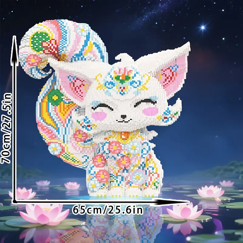 Flower Fox Tail Building Block Model, 3D Puzzle Toy Stress Relief