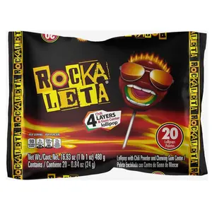 Sonrick's  Rockaleta 20 Count - Lollipop with 4 layes of flavor with gum center - Authentic Mexican Candy
