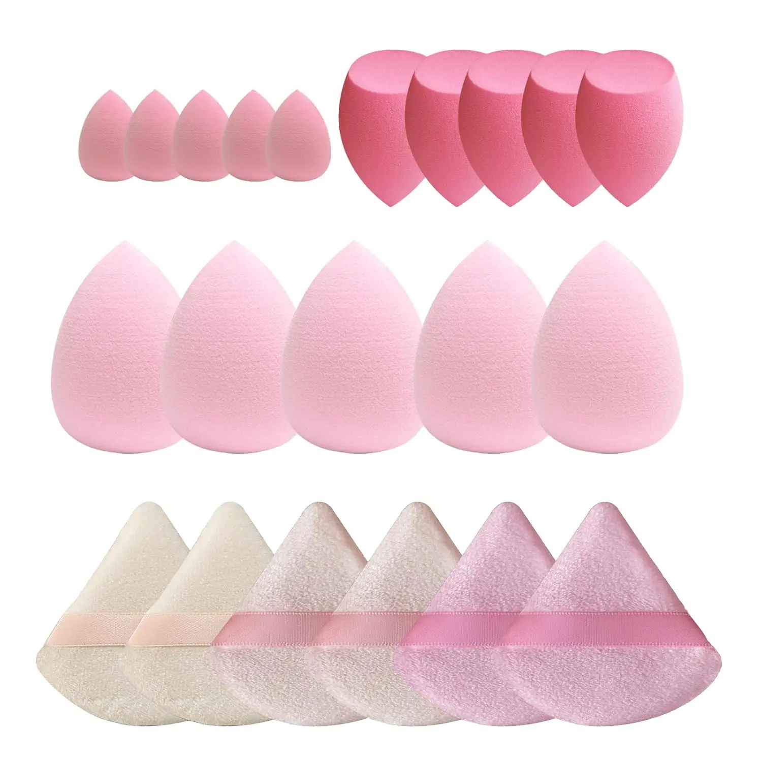21PCS Makeup Sponge Set, Multi-Coloured Pink Beauty Blenders for Liquid, Cream & Powder Foundation, Soft Cosmetic Sponges for Flawless Makeup Application, Bulk Face Applicator Sponges for Professional & Home Use