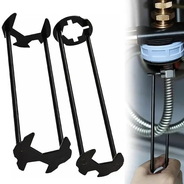 Multifunctional High-Strength Metal Sink Wrench Set (2-Pack) - Slim-Form Basin & Faucet Wrenches with Anti-Slip Grip, 4-Function Tool for Tight-Space Plumbing Repairs