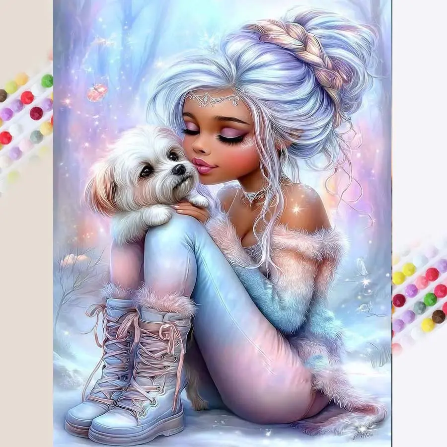 1 set DIY diamond painting kit, 5D diamond art kit, DIY decoration winter day, girl, dream. Mosaic, diamond art, DIY art home decor, Handicraft.