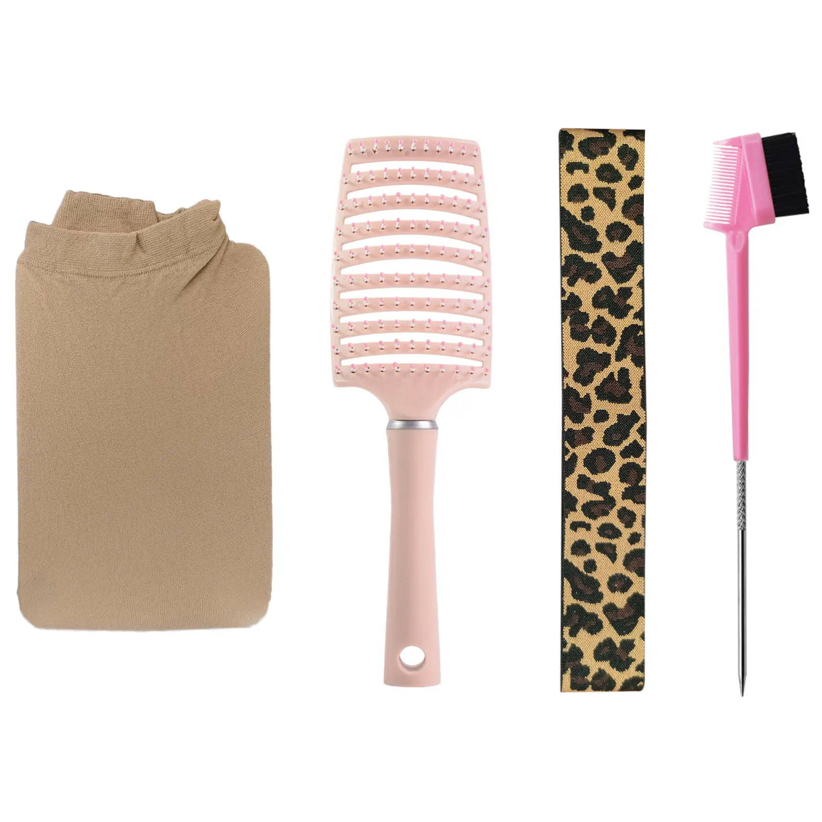Mirelle 5 Pcs Wig Accessory Kit for Lace Front Wigs, Professional Wig Care Styling Tools Set with Vented Brush, Rat Tail Comb, Edge Brush, Wig Stocking Cap, Lace Melting Band for Wig Wearers Beginners