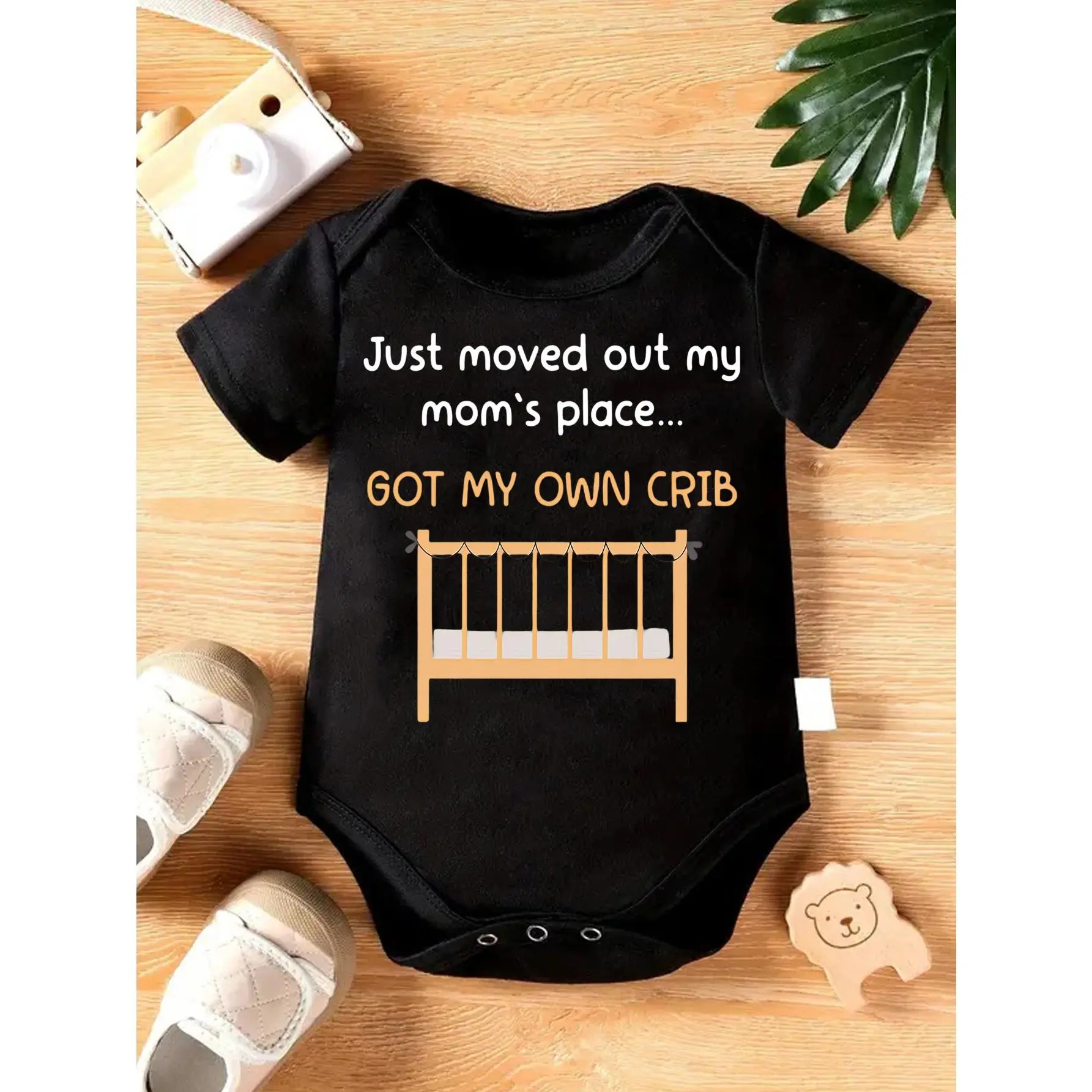 Unisex Baby Jersey Bodysuit with Funny "My Own Crib" Graphic, Soft Cotton Short Sleeve Onesie for Newborns 0-12 Months, Jersey Onesie Unisex Bodysuits & One-Pieces