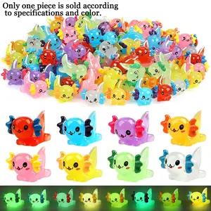 Luminous Mini Resin Axolotl, 16pcs/set Random Color Glow in The Dark Tiny Small Animal Figures, Resin Animal Sculptures, Decorative Accessories for Garden Micro Landscape, Ornaments