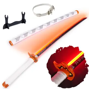 41 inches LED Light Rengoku Kyoujurou Demon Slayer Sword Cosplay with Belt & Holder Stand Display for Cosplay & Collection and Anime Fans
