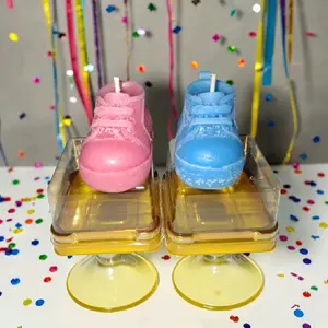 Baby Bootie Shaped Scented Candle - Pink and Blue Colors, Perfect for Baby Shower Decorations