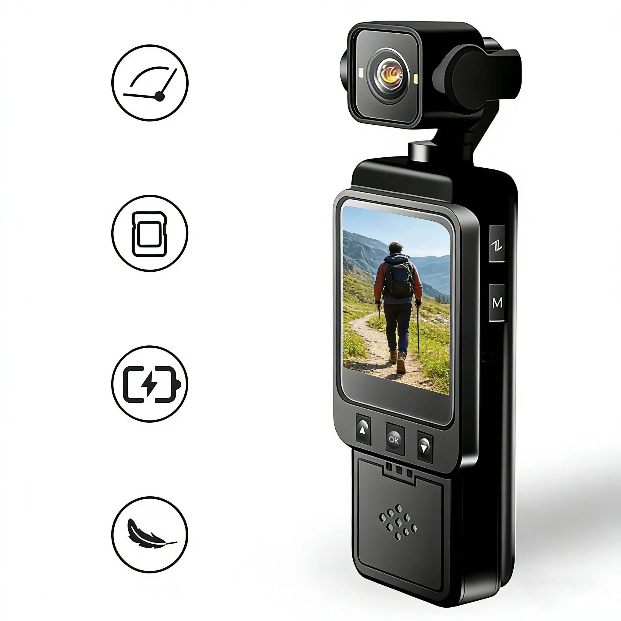 Vlogging Camera, Vlogging Video Camera, 270° Rotatable Handheld Camera, 1080P Action Camera, 6x Zoom Lens, Night Vision Sport Camera, WiFi Sports Camera, Rechargeable Battery for Selfie & Vlog Shooting - Must-Have for Travel