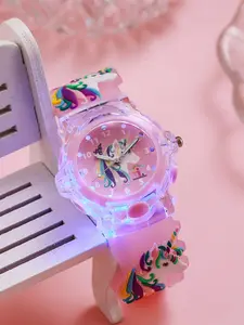 Kids Cute Unicorn Design Quartz Watch, Child Watch, Trendy Luminous Silicone Strap Wristwatch for Girls, Fashionable Accessory and Great Gift Idea without Gift Box