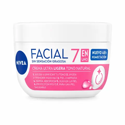 Nivea Crema Facial Hidratante 7 en 1 Tono Natural - Moisturizer for All Skin Types - Skincare Cream Moisturizing Spf 15 Uv (PINK)