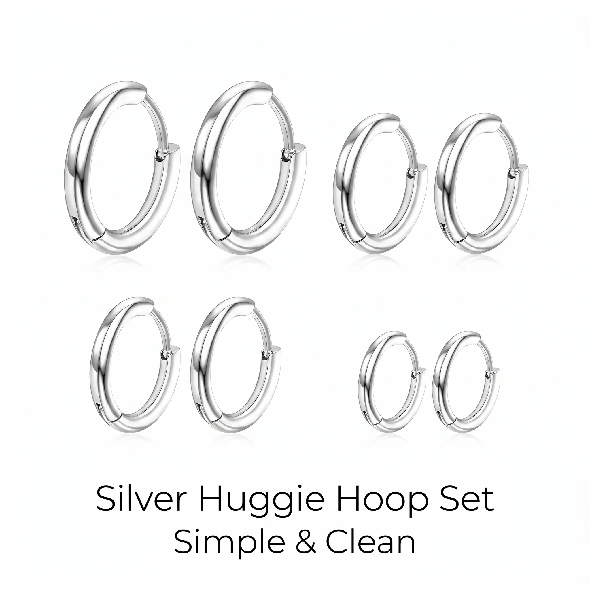 4 Pairs Hoop Earrings for Men 316L Surgical Steel Hoop Earrings 8mm 10mm 12mm 14mm Silver Hoops Earrings Piercings Cartilage Earring Hoop Hypoallergenic Hoop Earrings for Women Men Mothers Day Gifts for Mom Grandma - Birthday Day Gifts for Women