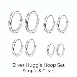 4 Pairs Hoop Earrings for Men 316L Surgical Steel Hoop Earrings 8mm 10mm 12mm 14mm Silver Hoops Earrings Piercings Cartilage Earring Hoop Hypoallergenic Hoop Earrings for Women Men Mothers Day Gifts for Mom Grandma - Birthday Day Gifts for Women