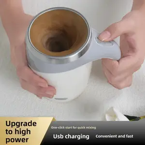 Rechargeable Electric Coffee Cup with 1200mAh Battery & Magnetic Auto-Mixing System Portable Stainless Steel Drinkware for Office Home Travel