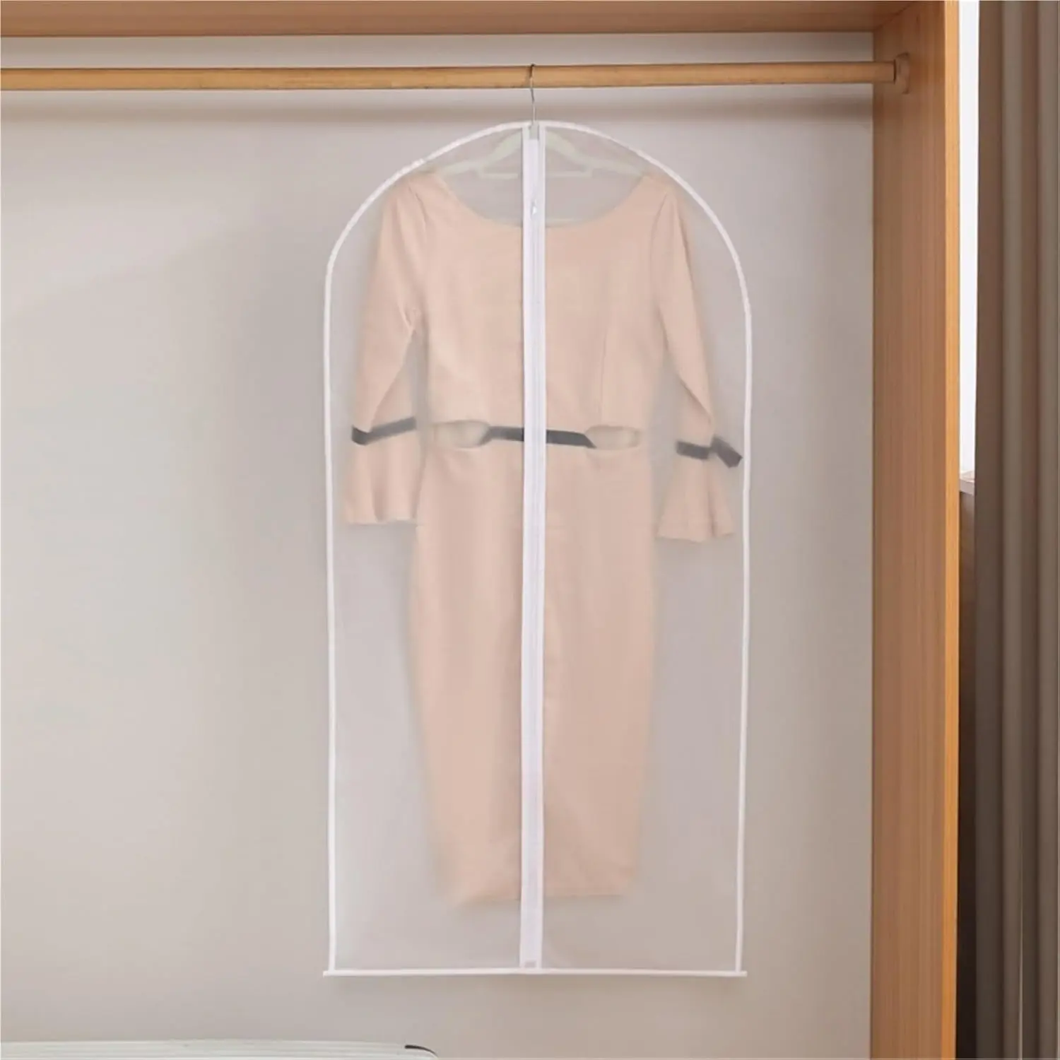 1Pack Set Extra Large Size Clear Transparent Zippered Closure Garment Bags （60cm*140cm）Oversized Dust-Proof Clothes Protectors for Wardrobe Organization, Jumbo Storage Covers for Coats, Dresses, Suits & Seasonal Clothing Protection Dustproof Cover