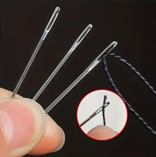 Easy-to-Thread Large-Eye Embroidery Needles Set, 18 Pcs 3 Sizes Polished Sharp Needles for Hand Sewing, Cross Stitching, Precision Stitches