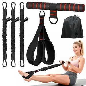 Foot Pedal Tension Rope, Sit-Up Fitness Equipment for Women, 3-Tube Adjustable Resistance Band, Suitable for Abdomen, Waist, Arms, Core and Leg Training, Home Elastic Pull Rope, Exercise Bands, Workout Band