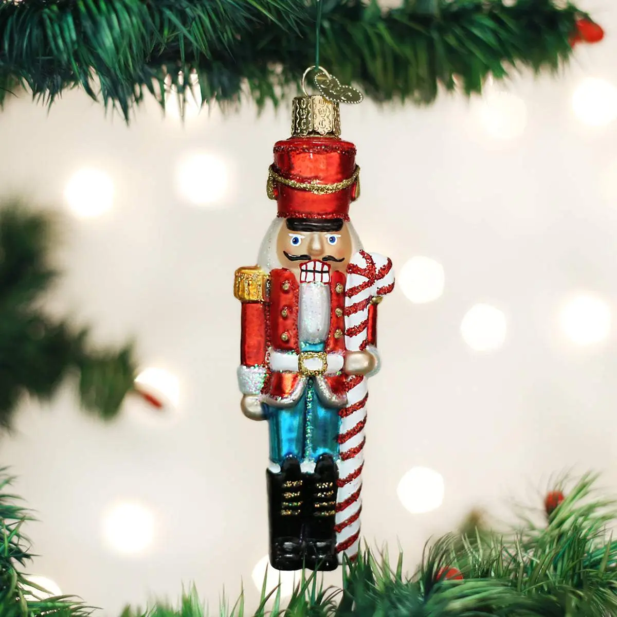 Wooden Peppermint Christmas Nutcracker Ornament, Home Decor Statue Figurine for Holiday Decor