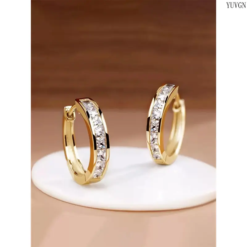 Women's 2026 Summer Elegant Rhinestone Hoop Earrings - Dainty Shining Ear Crystals Jewelry with Sparkly Look, Ideal for Wedding Gifts (Indoor Recreation Accessory)
