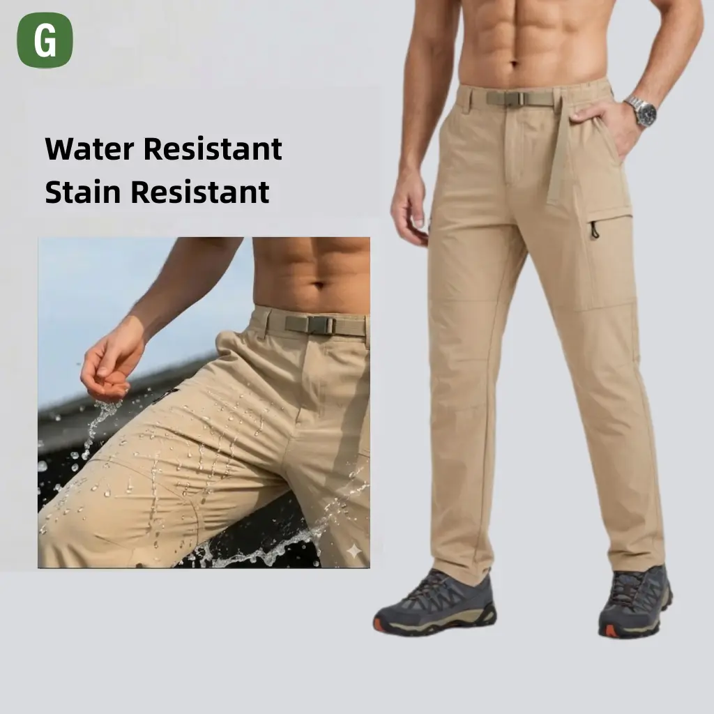 Men's Waterproof Cargo Work Pants, Slim Straight Comfort Stretch Heavy Duty Utility Pants, Stain Resistant Outdoor Tactical Hiking Pants