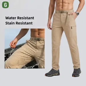 Men's Waterproof Cargo Work Pants, Slim Straight Comfort Stretch Heavy Duty Utility Pants, Stain Resistant Outdoor Tactical Hiking Pants