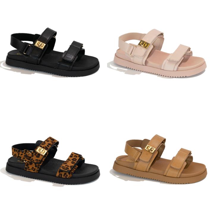 Daniela - Wide Fit Adjustable Double Strap Flat Sandals, Women’s Comfortable Summer Footwear, Cushioned Insole Stylish Casual Open Toe Sandals, Versatile Everyday Beach & Walking Shoes