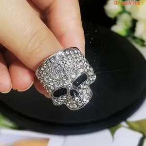 Skull Ghost Head Full Diamond Metal Ring Hip Hop Punk Exaggerated Stackable Design