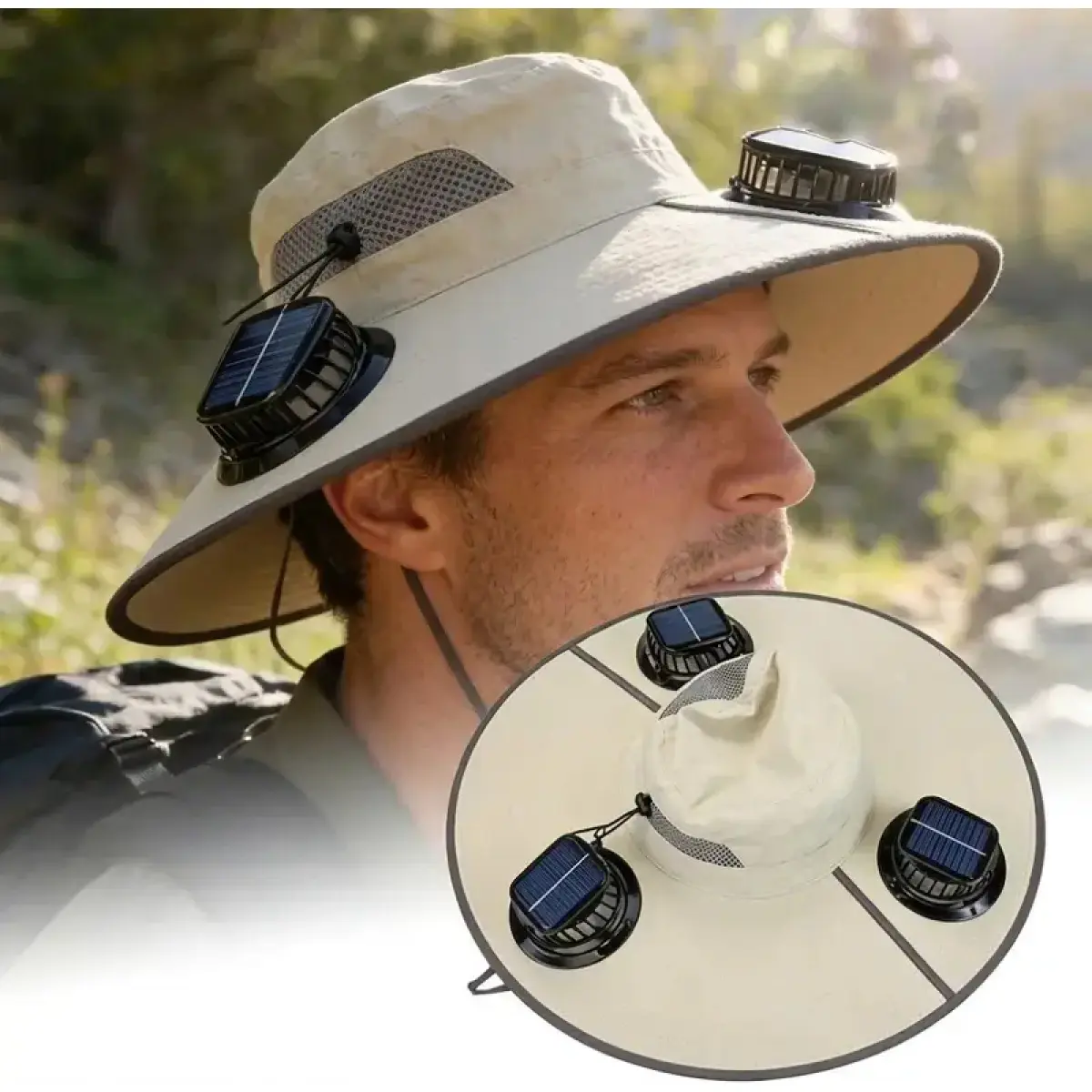 2026 New Three Solar Fan Outdoor Cooling Fan Hat - Sun Protection Hat with Solar Fan,Three-Power Rechargeable Fan,Outdoor Water-Resistant Fan hat,Ideal for Sporting Events,Unisex Design| Lightweight Comfortable Fit,  Ideal Men Women Summer Outdoor Gear