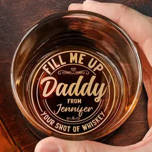 Couple Fill Me Up Daddy Husband Wife Gift For Him - Personalized Engraved ,Whiskey Glass ,Gifts for Husband, Drinkware