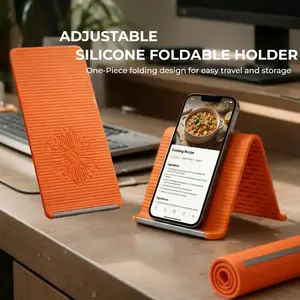 Flexible Silicone Aluminum Phone Holder Stand, Bendable Foldable Universal Anti-Slip Mount, Adjustable Portable Stand for Phones, Tablets & Laptops, Ideal for Home, Office & Travel