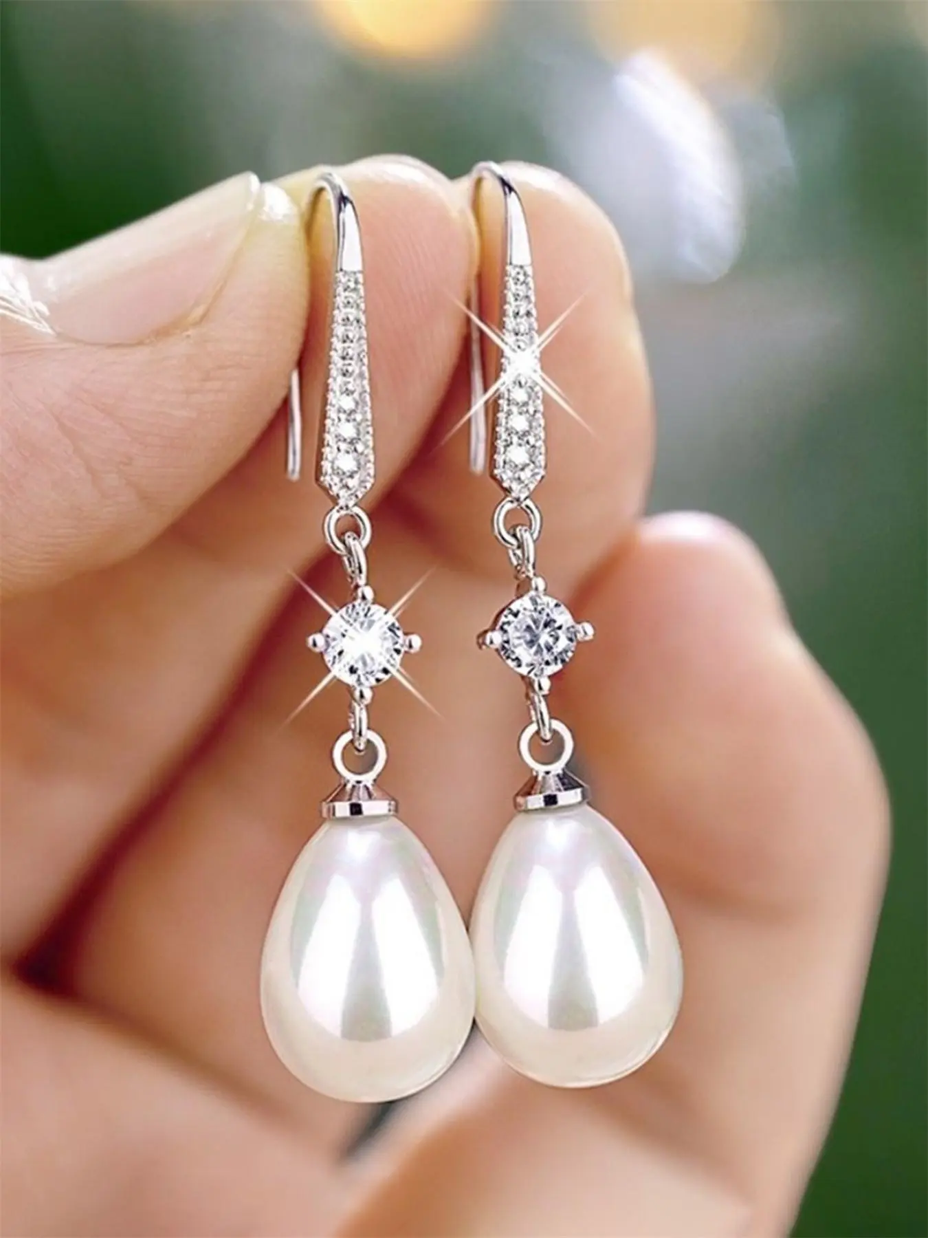 Faux Pearl & Rhinestone Decorated Dangle Earrings, Dangly Earrings, Water Drop Shaped Drop Earrings for Women, Trendy All-match Jewelry for Birthday Gift, Jewellery Accessories