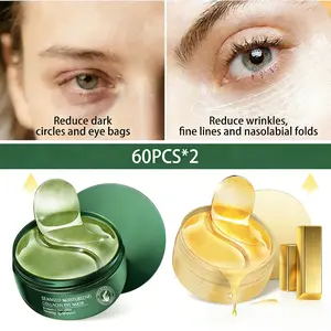 120PCS Collagen & Gold Eye Mask, Moisturizing & Hydrating & Firming & Soothing Skin Eye Mask, Eye Care Product for Dark Circles & Eye Bags & Puffiness