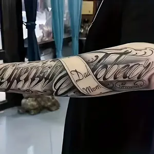 6 PCs Large Herbal Tattoo Stickers, Containing 1 One Mexican Style Font Elements and 5 Random Styles, Lasting for 7-15 Days, Suitable for People Who Don't Want to Get a Tattoo