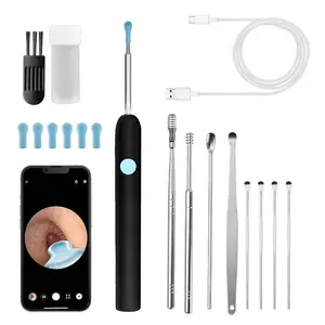 1080P HD Ear Wax Removal Tool with Camera, 6 Ear Spoon Set, Rechargeable USB/Battery Dual Power, tar Cleaning Device for Safe Ear Care Waterproof Ear Cleaning Tool Ear Wax Removal Kit Ear Scoop with Camera Cleaner Camera Kit Wireless Visual Ear Cleaner