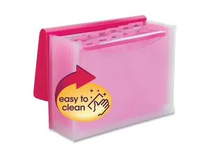 Smead Vibrant Line Plastic Accordion File 12-Pocket Letter Size Pink/Clear (70864)