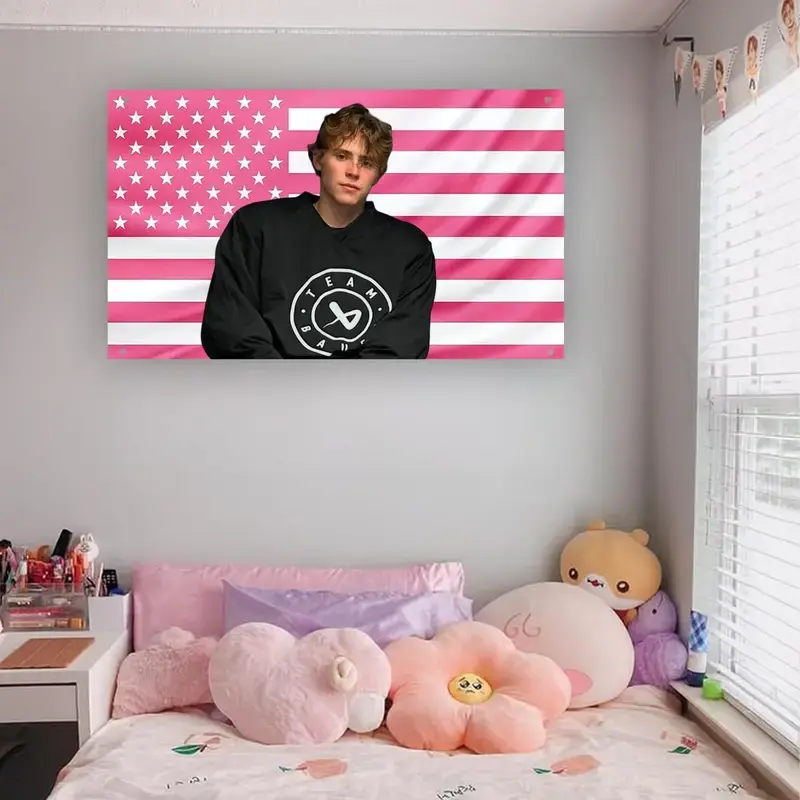 Will Smith San Jose Hockey Pink US Flag, Hockey Aesthetic Wall Decor, Hot Hockey Player Frat Dorm Room Flag, Sports Fan College Bedroom Decor
