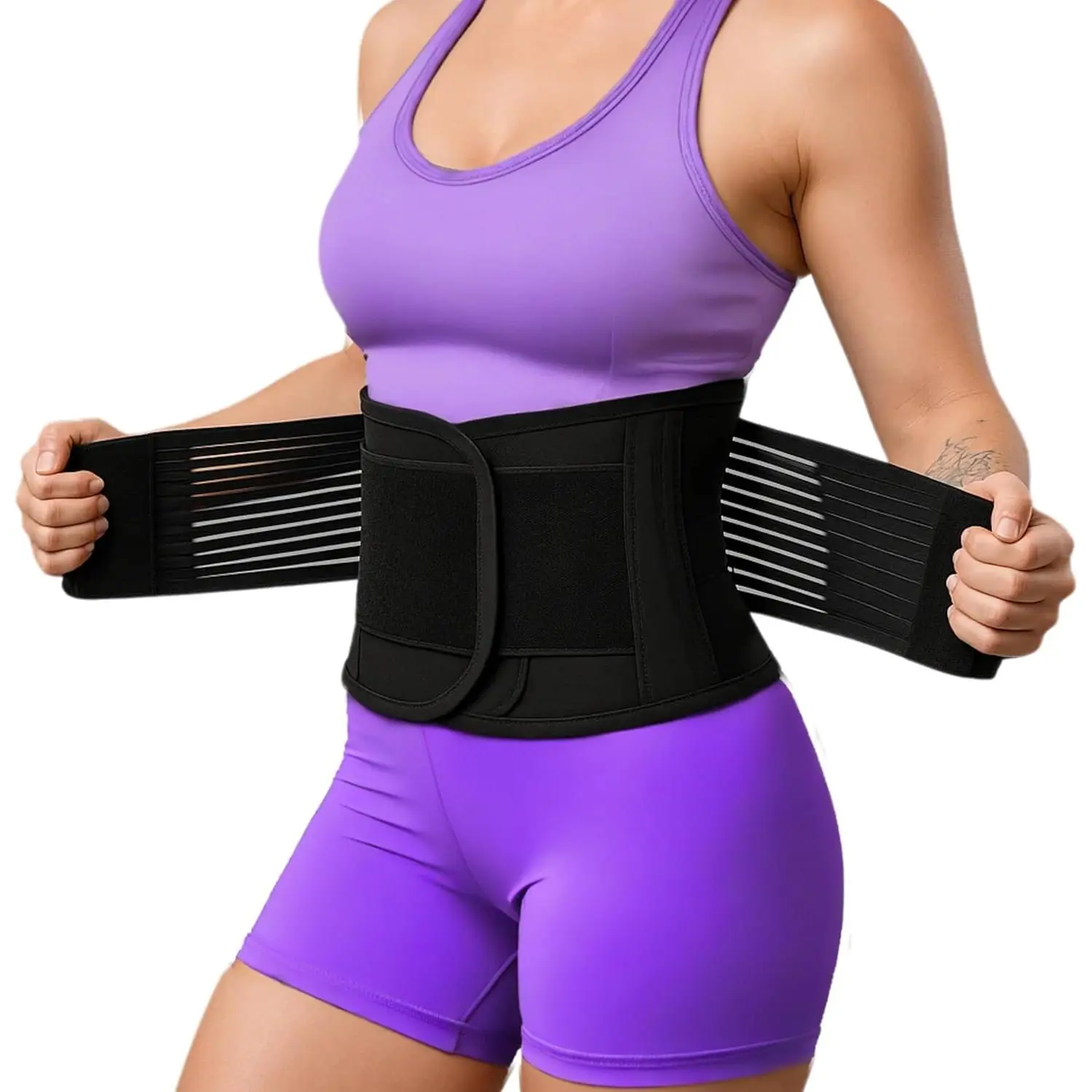 Women's Waist Support Belt, High Stretch Body Slimming Wrap with Contrast Binding, Adjustable Hook & Loop Closure, Lightweight & Soft for Athletic Wear, Hand Wash Only, Shapewear