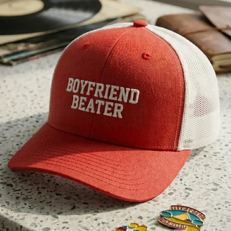 Boyfriend Beater Embroidery Hat, Gift For My Love, Boyfriend, Funny Vintage Snapback Cap, Y2K Aesthetic Baseball Cap, Cute Pastel Pink Adjustable Dad Hat, Trendy Country Concert Streetwear Gift