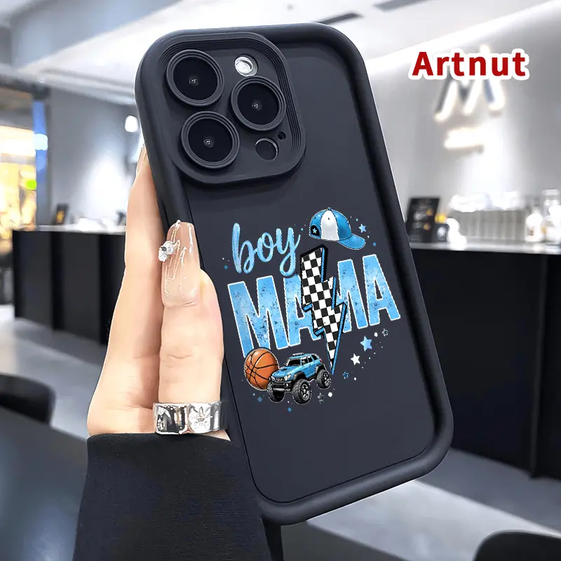 Soft TPU Rubber Smartphone Casing for iPhone 17 Pro Max, 16 Plus, 15, 14, 13, 12, 11, XR, Air - E Boy Mama's Dream Pattern, Camera Protection, Rugged Handheld Cellphone Devices Cover for Girls