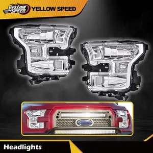 Clear Headlights Chrome Head Lamps Left+Right Pair Fit For 2015-2017 Ford F150